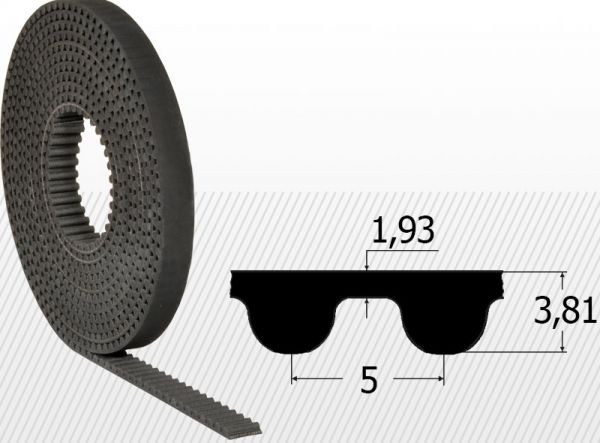 Curea HTD 5MR-12 mm la metru liniar |neopren cu insertie fibra de sticla