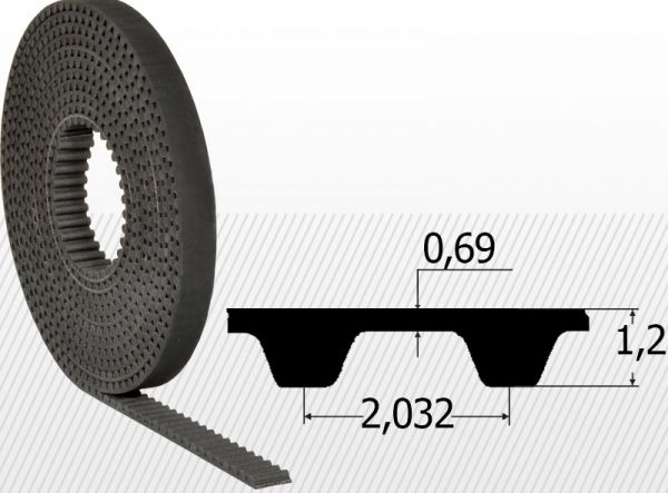 Curea MXL/025 la metru liniar neopren cu insertie fibra de sticla