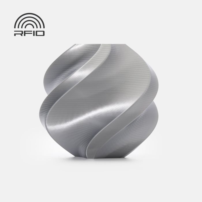 Filament Bambu Lab PLA Silk+ — Silver (13109), 1 kg, fără bobină (Refill)