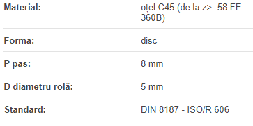 Roata disc pentru lant 05B-1 Z=18