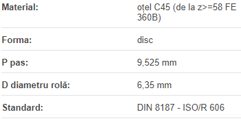 Roata disc pentru lant 06B-1 Z=09