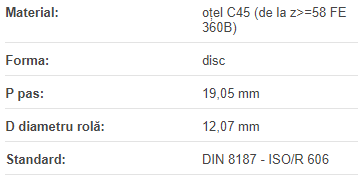 Roata disc pentru lant 12B-1 Z=09