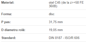 Roata disc pentru lant 20B-1 Z=10