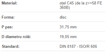 Roata disc pentru lant 20B-1 Z=09