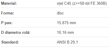 Roata disc pentru lant 10A-2 Z=12 ASA50