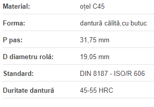 Roata de lant 20B-1 Z=09 calit