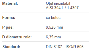 Roata de lant 06B-1 Z=13 inox