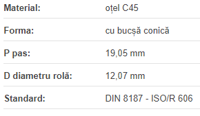 Roata de lant 12B-1 Z=15 BC1610