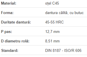 Roata de lant 08B-1 Z=11 D=18H7 + canal pana