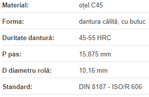 Roata de lant 10B-1 Z=12 D=30H7 + canal pana