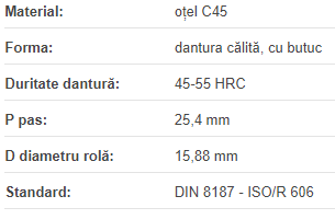 Roata de lant 16B-1 Z=12 D=40H7 + canal pana