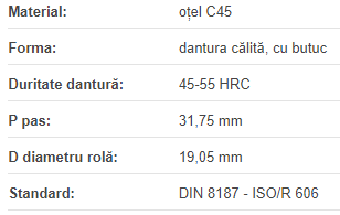 Roata de lant 20B-1 Z=13 D50 + canal pana