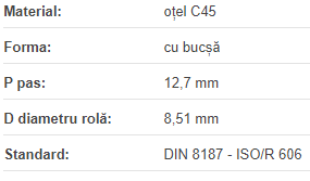 Roata de lant 08B Z16 BC1108, pt doua lanturi simple