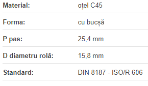 Roata de lant 16B Z13 BC1615, pt doua lanturi simple