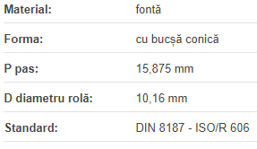 Roata de lant 10B-2 Z=45 BC2517, fonta