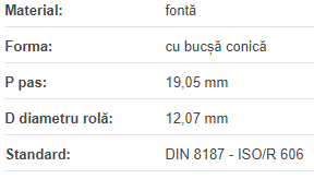 Roata de lant 12B-2 Z=45 BC3020, fonta