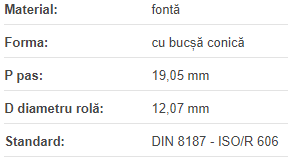 Roata de lant 12B-3 Z=57 BC3020, fonta