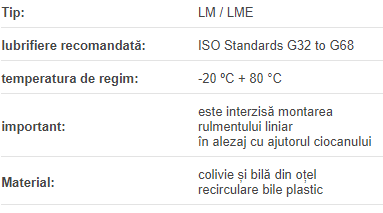 Rulment liniar, cilindric LM06UU DTE (d=06mm D=12mm L=19mm)