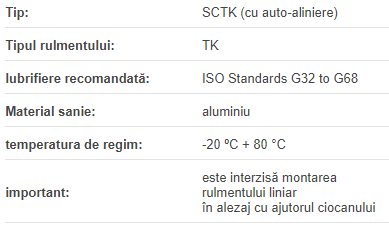 Rulment liniar SCTK 20 UU DTE | d=mm BxC=40x40 cu auto aliniere