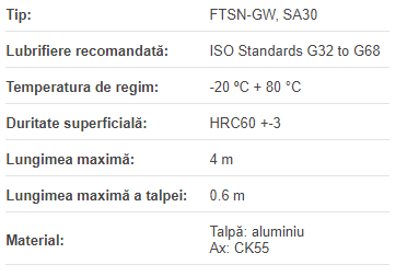 Ax de precizie cu talpa FTSN16 GW d=16mm h6