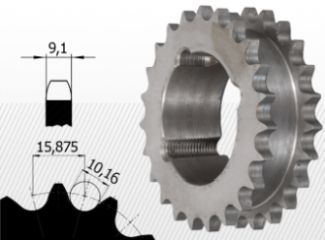 Roata de lant 10B Z12 BC1108, pt doua lanturi simple